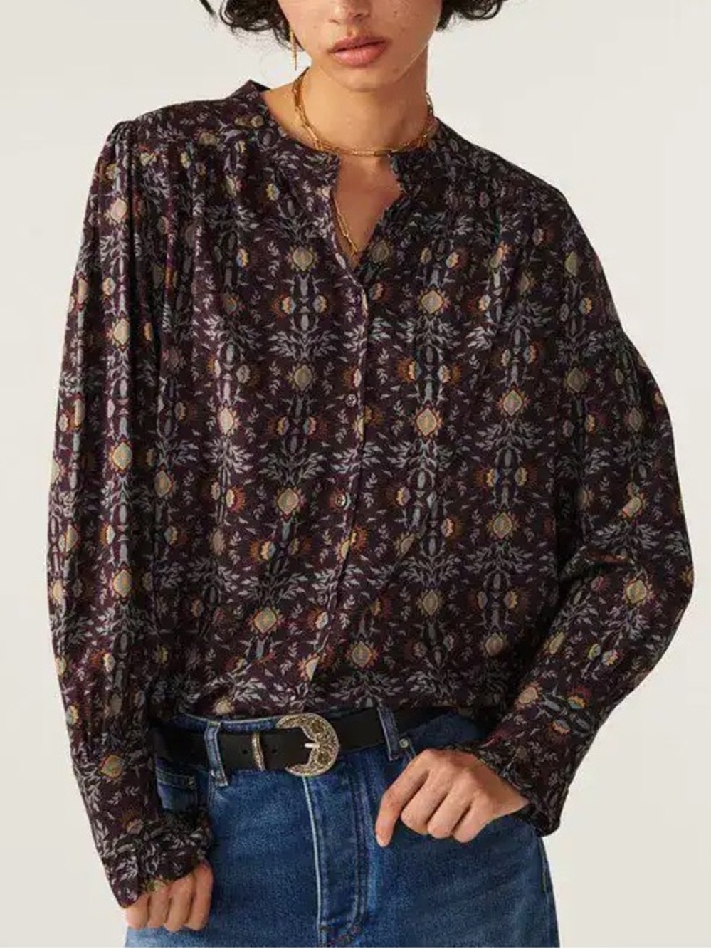 Ba&sh Tadi Shirt in Bordeaux Floral Print